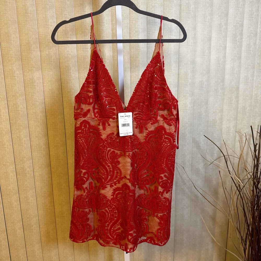 Free People Red Lace Dress